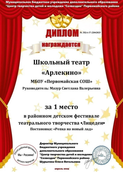 Районный детский фестиваль-конкурс театрального творчества «Лицедеи».